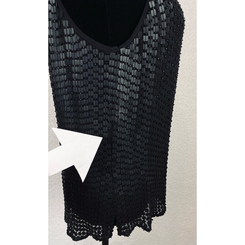 PARKER • Black Carson Combo Silk Chiffon Sequin Embellished Tank Top, S - Picture 8 of 16